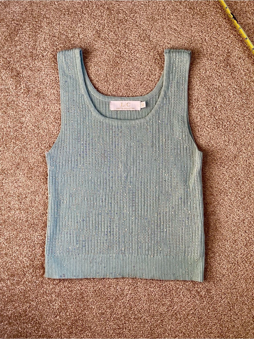 LC Lauren Conrad Seafoam Knit Tank Top with Rhinestones